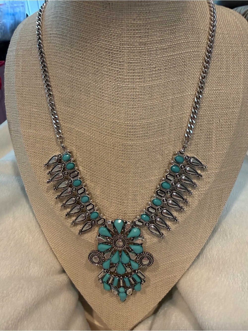 Turquoise Statement Bib Necklace - Women Jewelry